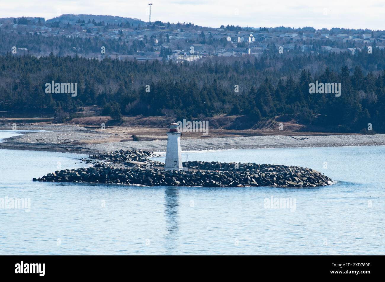 Maugher Beach lighthouse on McNabs Island from York Redoubt National