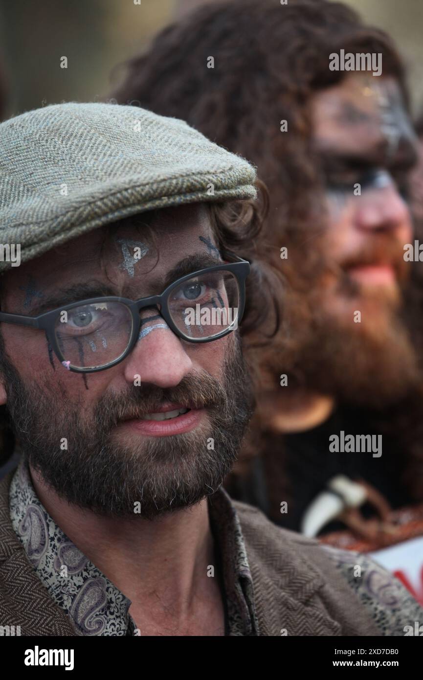 Salisbury, England, UK. 20th June, 2024. People wear elaborate face