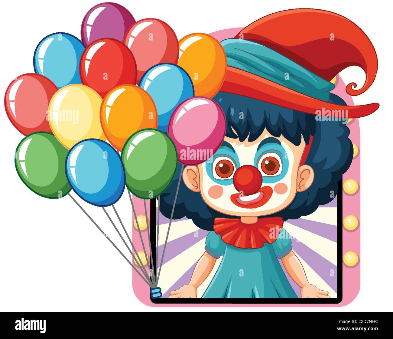 A cheerful clown holding colorful balloons Stock Vector Image & Art - Alamy