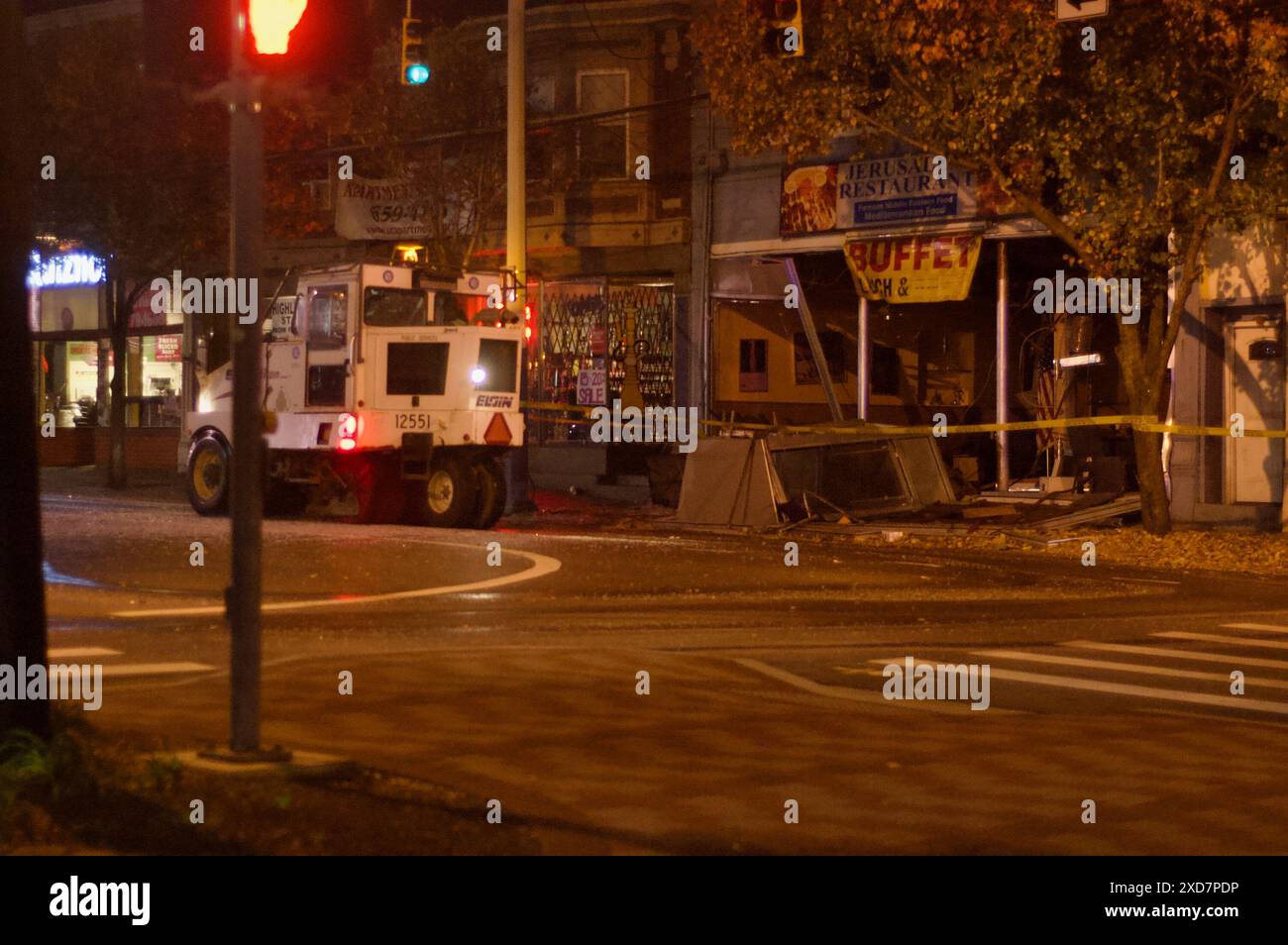 Aftermath of an explosion at Jerusalem Restaurant in Cincinnati, Ohio at 2510 Clifton Avenue. The restaurant was closed and only the owner was injured.  November 13th, 2011 Stock Photo