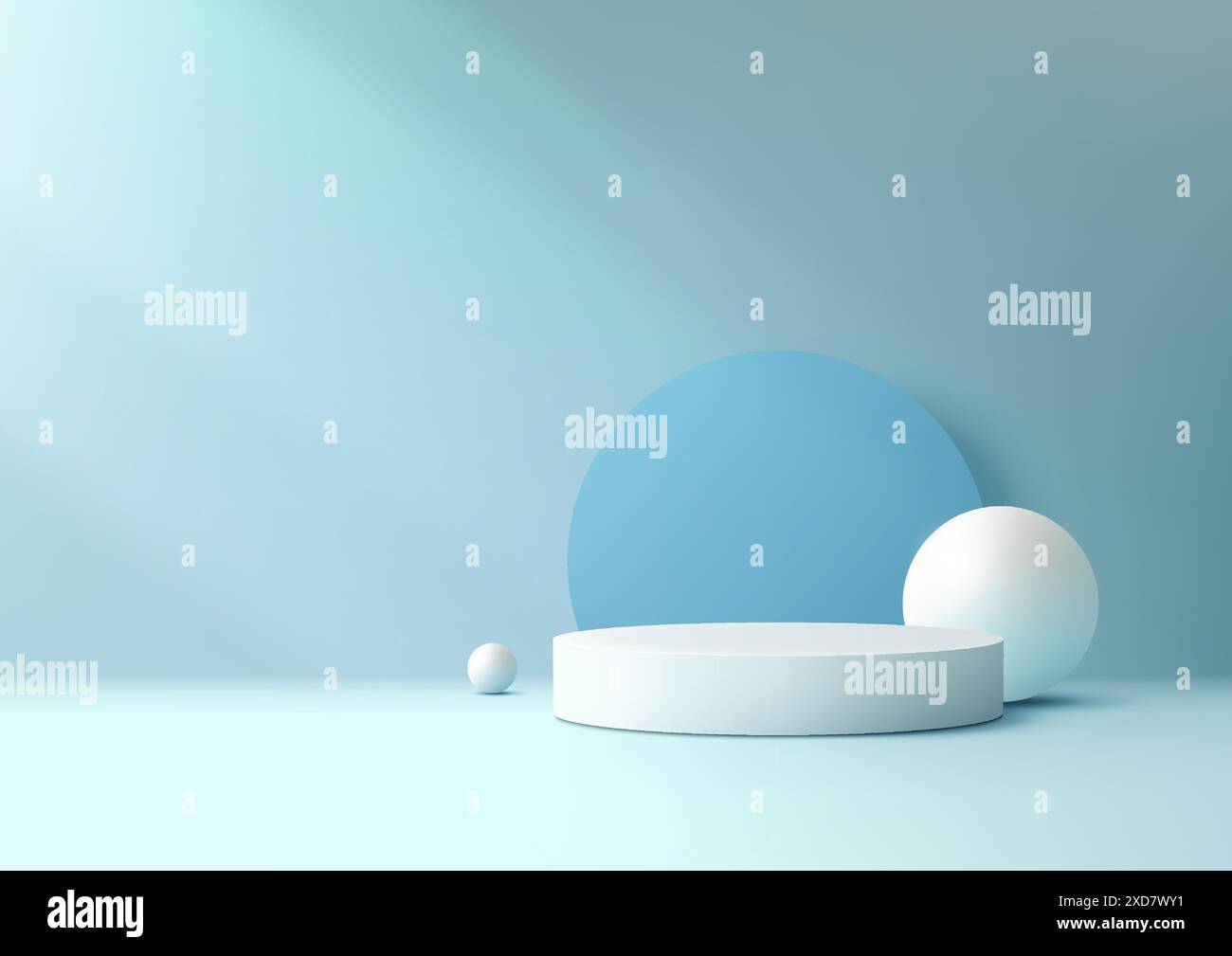 Minimal 3D White Podium with Blue Circle Backdrop and Light Beam for ...
