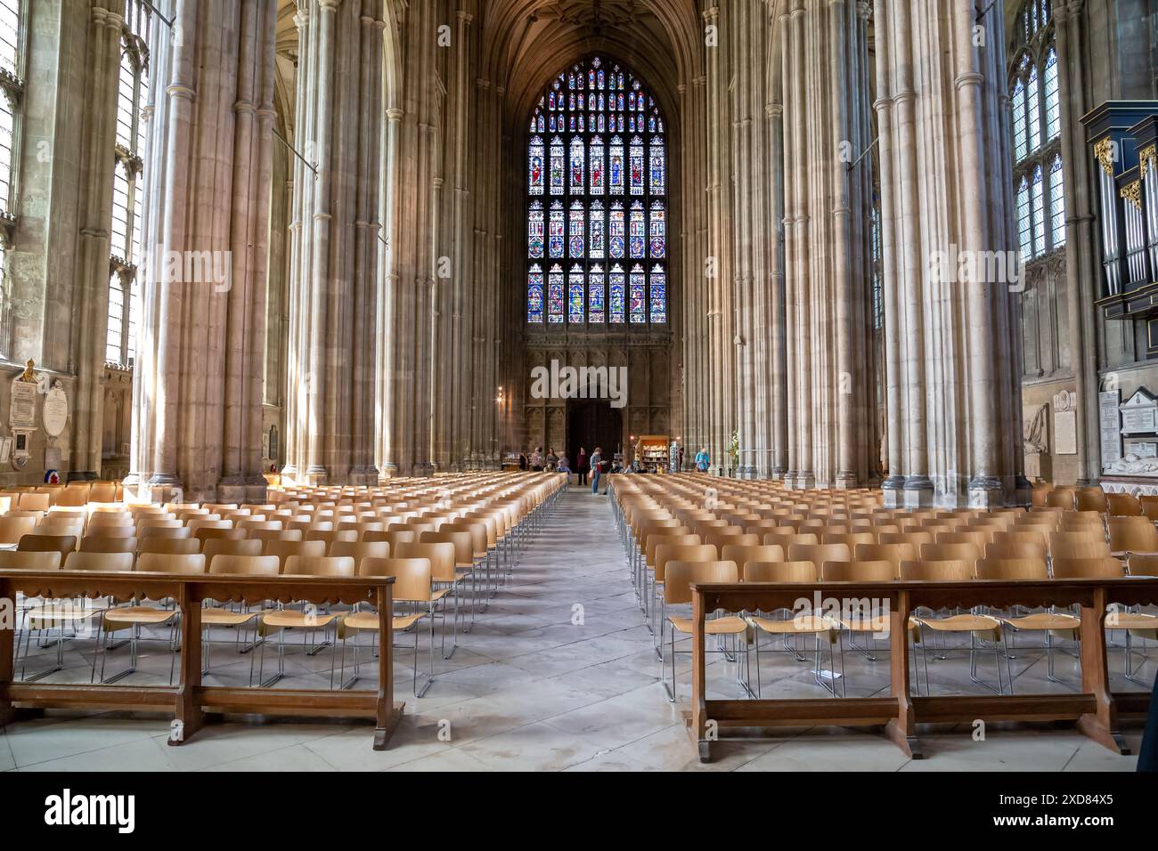 CANTERBURY, GREAT BRITAIN - MAY 15, 2014: This is the central nave of Canterbury Cathedral. Stock Photo