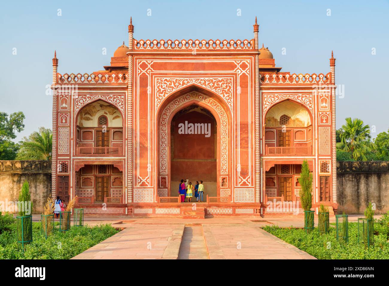 Gorgeous view of red sandstone building at the Tomb of Itimad-ud-Daulah ...