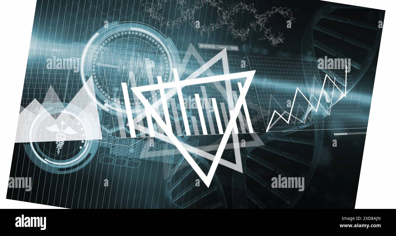 Image of triangles, tatistics and data processing Stock Photo