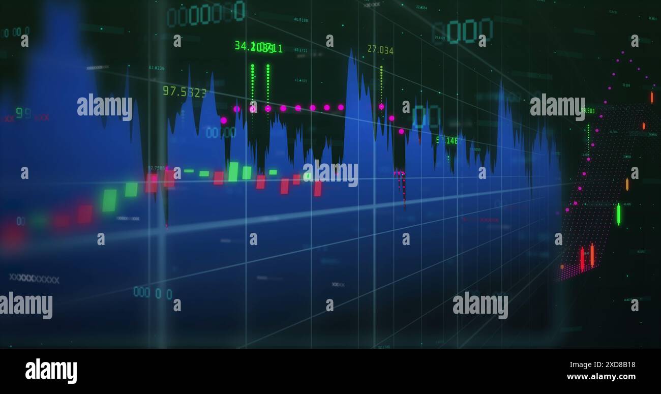 Image of financial data processing over world map Stock Photo