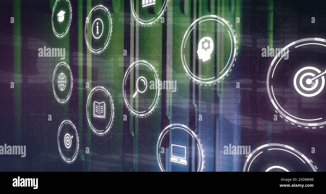 Image of icons and data processing with connections over computer ...