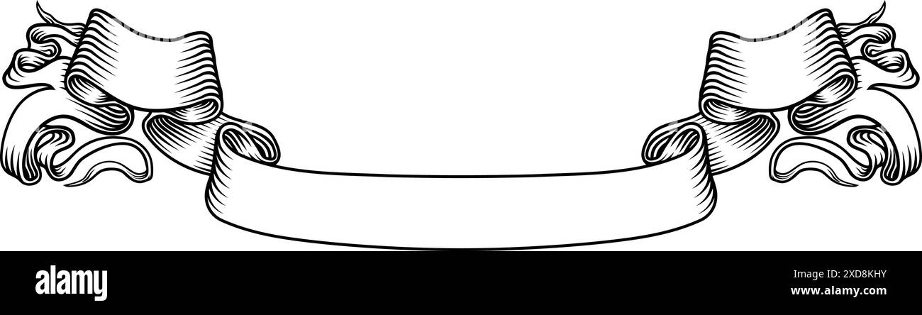 Paper Scroll Banner Ribbon Parchment Woodcut Style Stock Vector Image ...