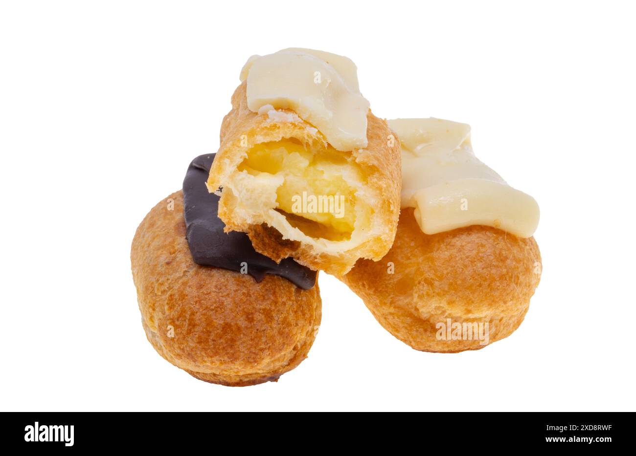 choux pastries isolated on white background Stock Photo - Alamy