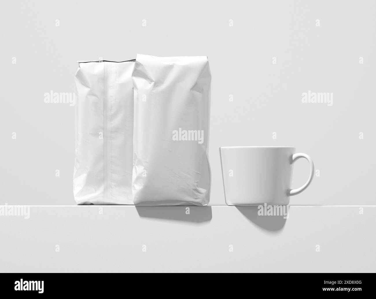 Coffee Bag Packaging Mockup 3D Rendering Isolated on White Background ...