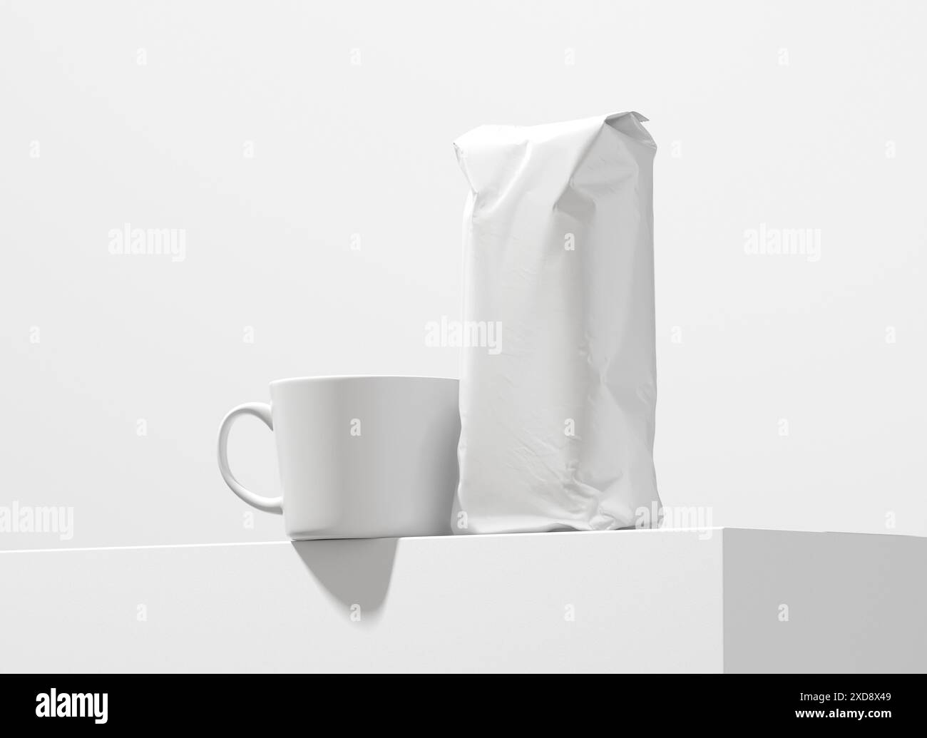 Coffee Bag Packaging Mockup 3D Rendering Isolated on White Background ...