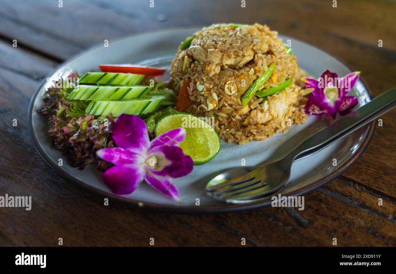Image showcasing Hoisin chicken stir fry with white rice. Thai chicken stir fry with ...