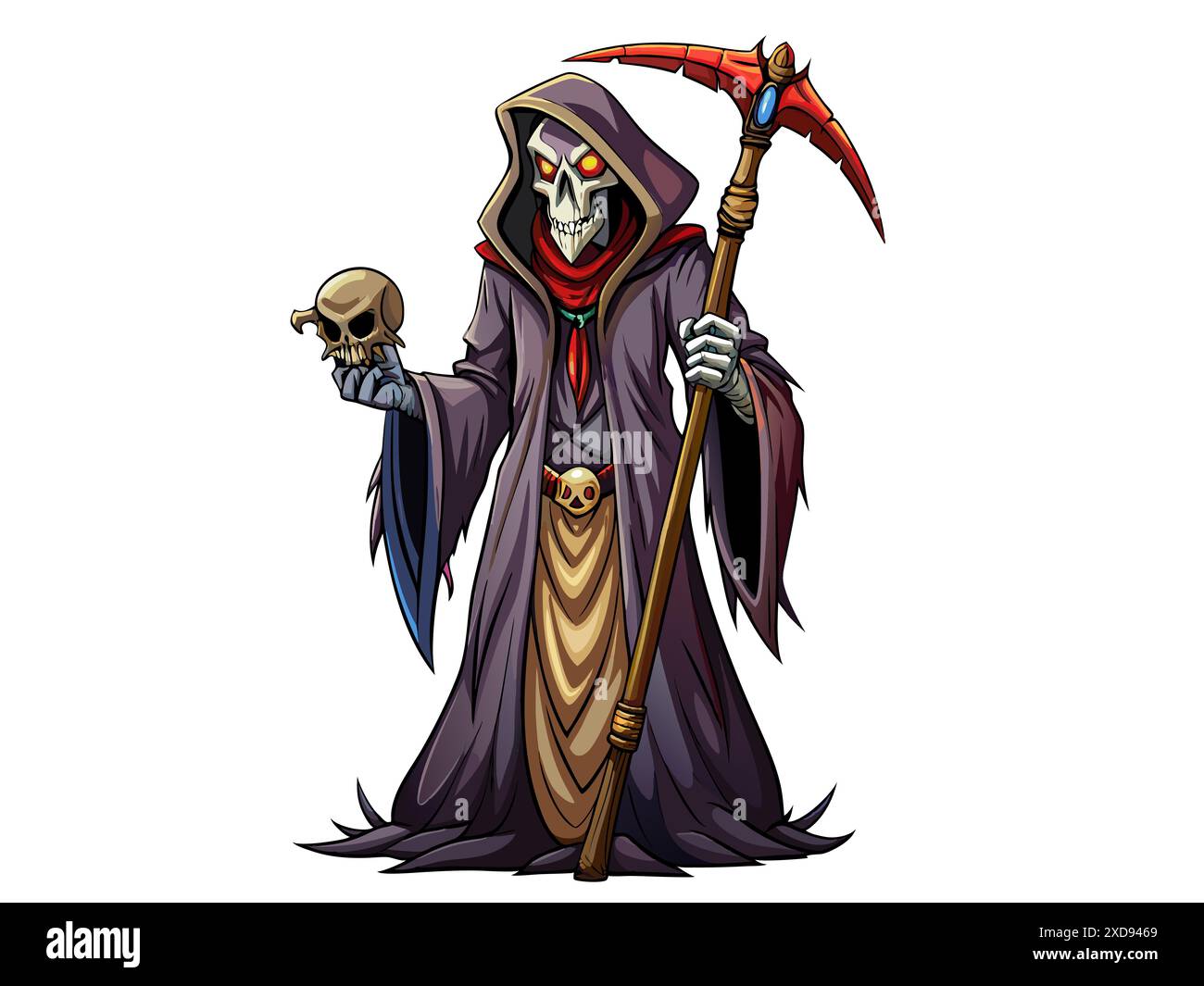 Grim Reaper isolated on a white background. Concept of death, spooky