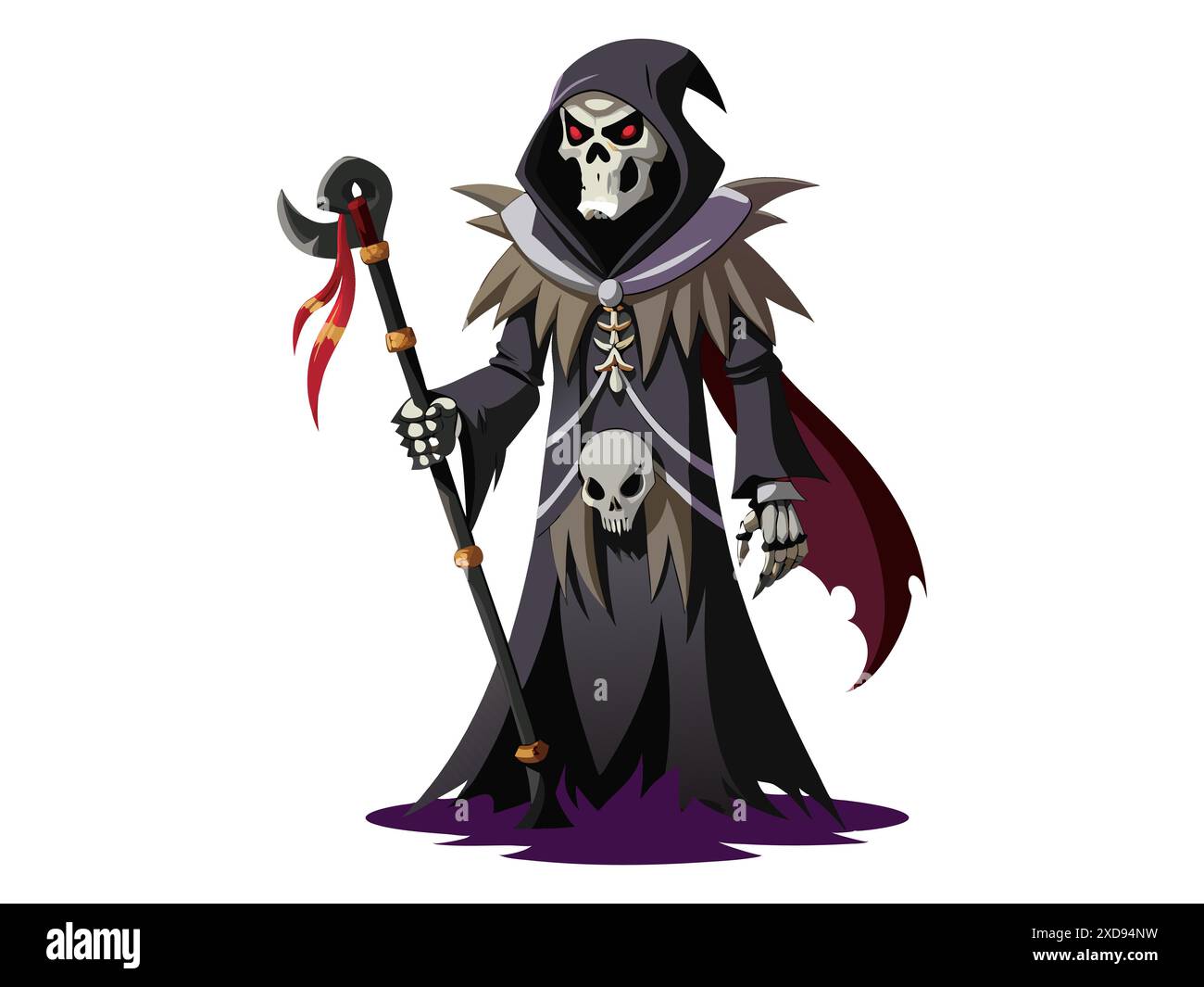 Grim Reaper isolated on a white background. Concept of death, spooky