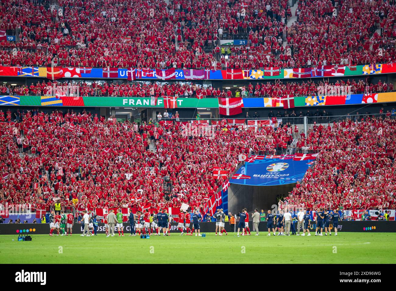 Frankfurt, Germany. 20th, June 2024. The players of Denmark applaud the