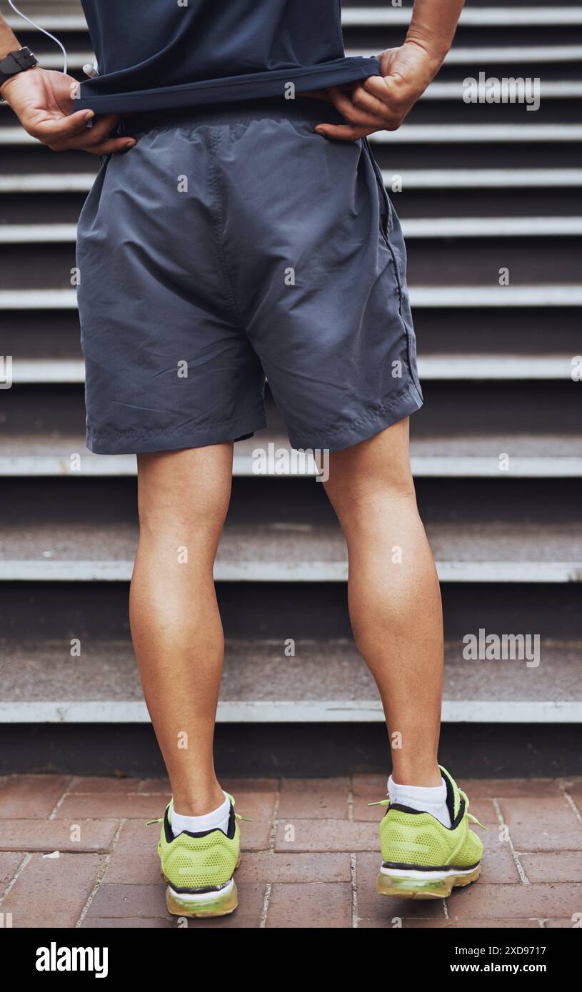 Legs, stairs and ready by steps for exercise, development and ...