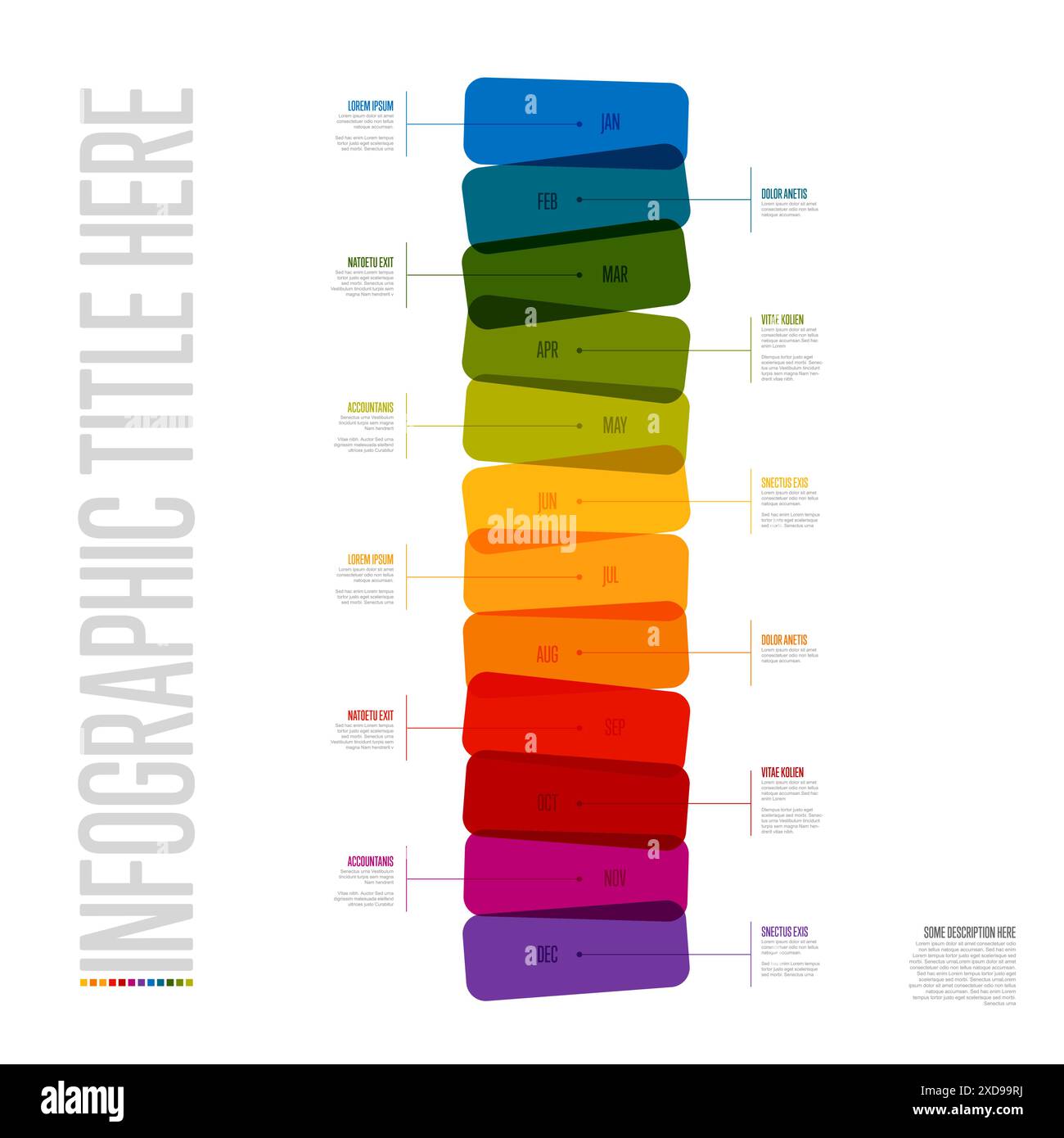 Full year rainbow color time line template made from color blocks ...