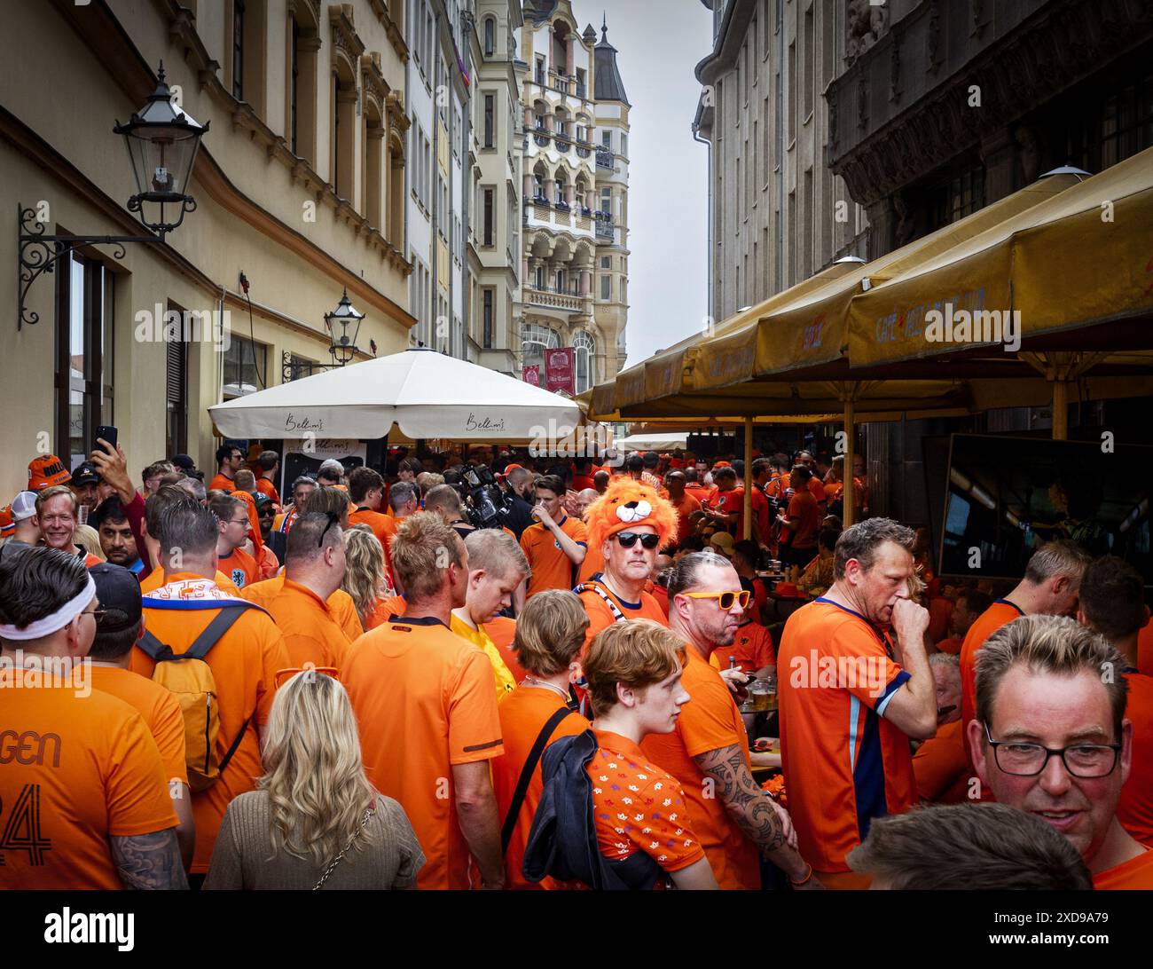 LEIPZIG - 21/06/2024, Dutch fans on the day before the second match at ...