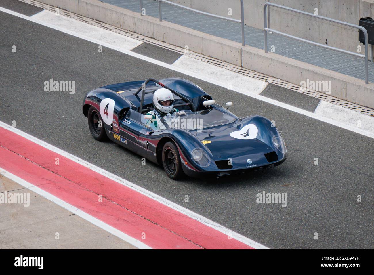 Los Arcos, Spain-May 25, 2024: 1965 Elva Mk8 (BMW) on Circuito de Navarra Stock Photo