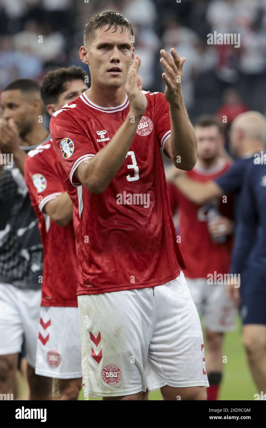 Vestergaard Jannik Vestergaard of Denmark salutes the supporters following the UEFA ...