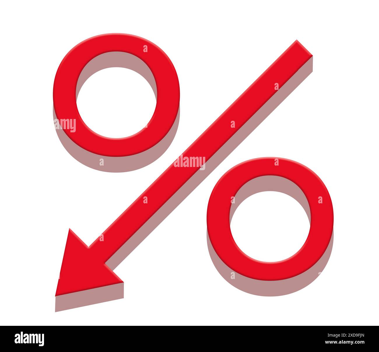 Interest rates going down is represented witha percentage symbol and an