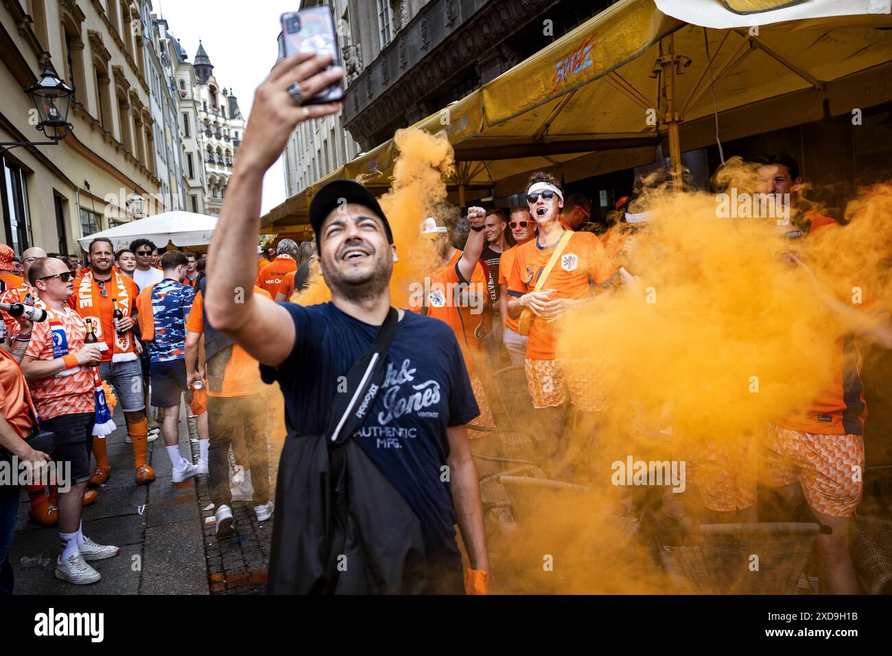 LEIPZIG - 21/06/2024, Dutch fans on the day before the second match at ...