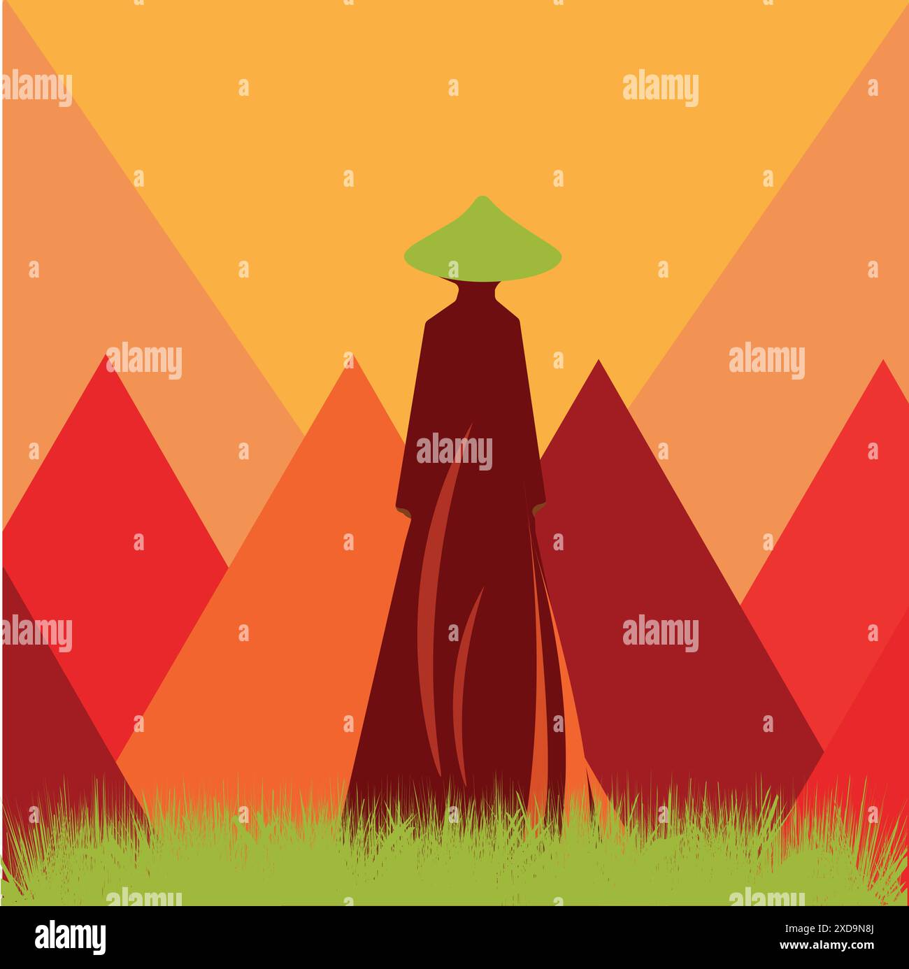 Illustration of a man on a mountain Stock Vector