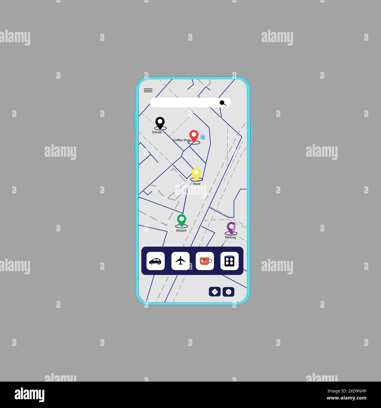 Mobile gps navigation on mobile phone with map and pin vector Stock Vector