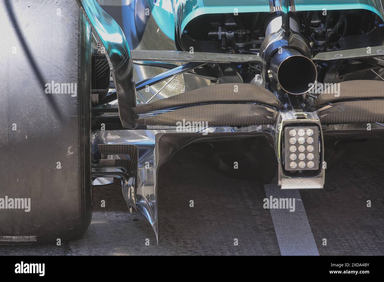 Aston Martin F1 Team AMR23, mechanical detail, rear corner during the ...