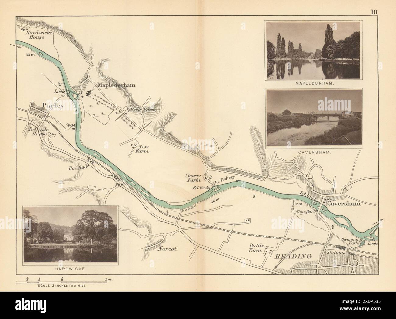 RIVER THAMES - Purley - Mapledurham - Reading - Caversham. TAUNT 1887 old Stock Photo