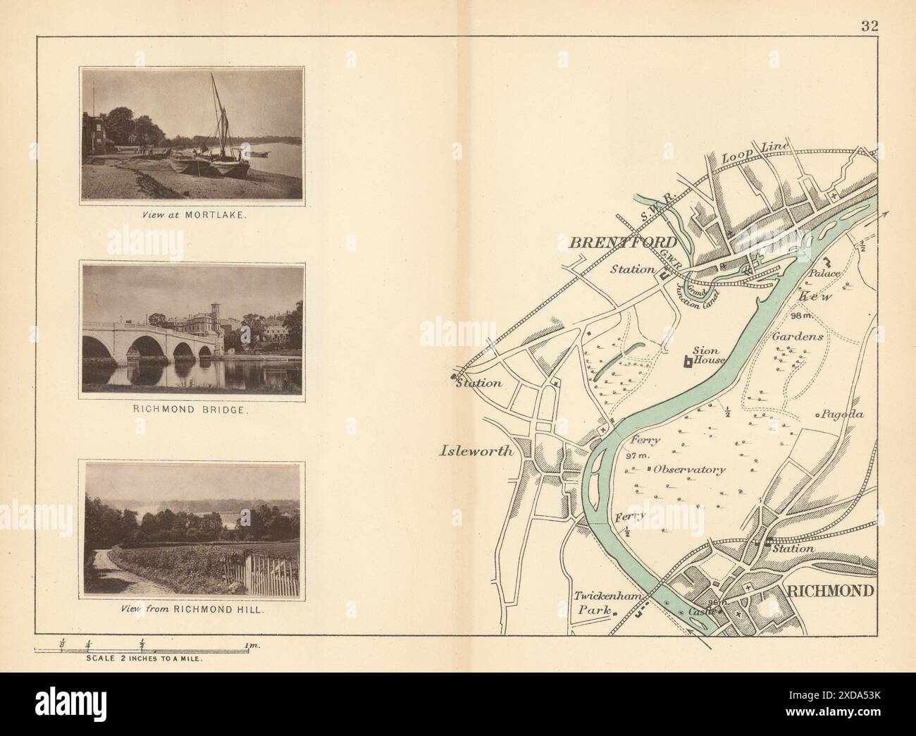 Old river thames map hi res stock - River Thames Richmond Isleworth Brentford Mortlake Taunt 1887 Old Map 2XDA53K