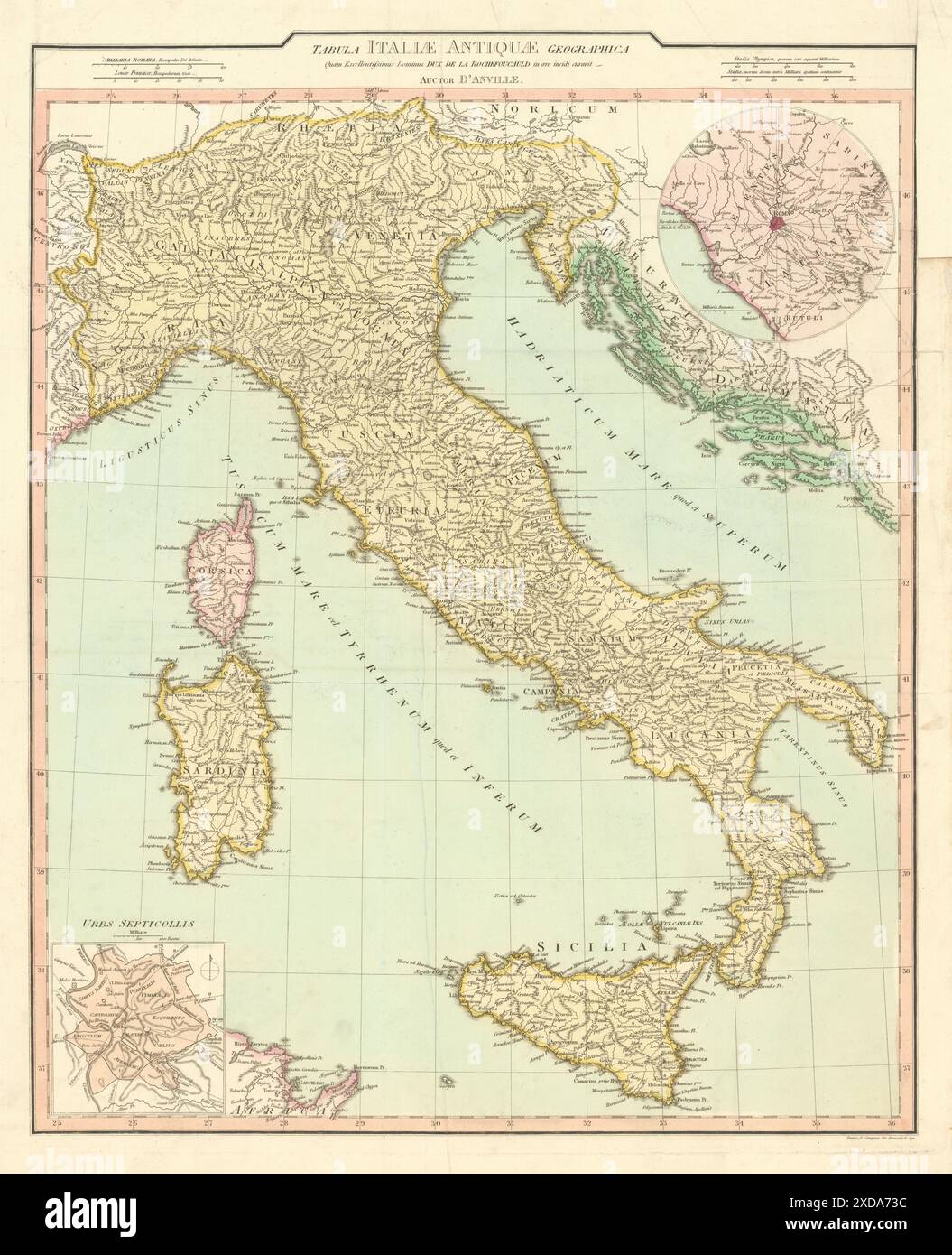 Tabula Italiae Antiquae Geographica Quam Ancient Italy D ANVILLE Tabula Italiae Antiquae Geographica Quam Ancient Italy Danville 1815 Map 2XDA73C 