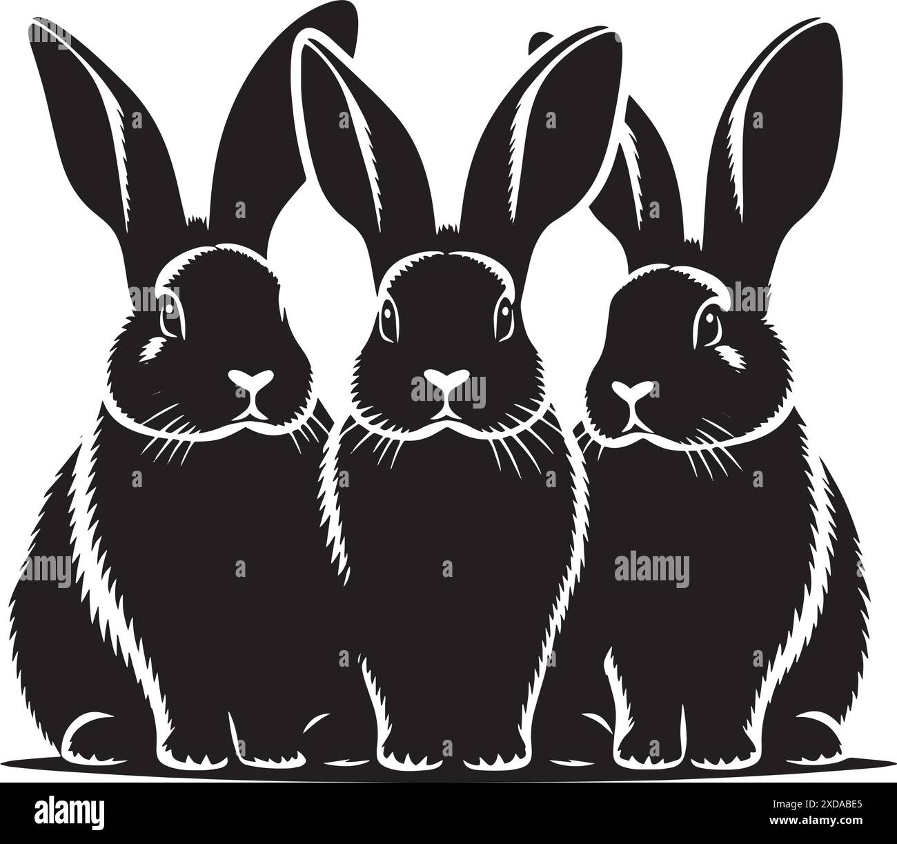 Rabbit group Silhouette vector illustration isolated on white ...