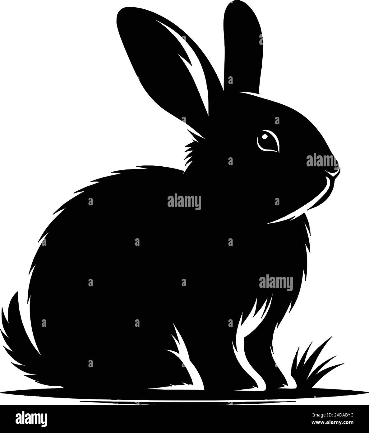 Rabbit Silhouette vector illustration isolated on white background ...