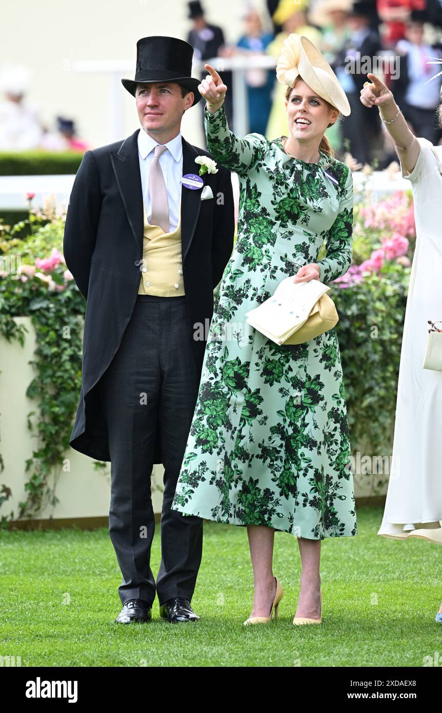 Ascot, UK. June 21st, 2024. Princess Beatrice and Edoardo Mapelli Mozzi ...