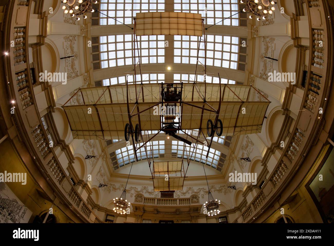 Fisheye, interior view, aeroplane, Bristol City Museum and Art Gallery, Bristol, England, Great Britain Stock Photo