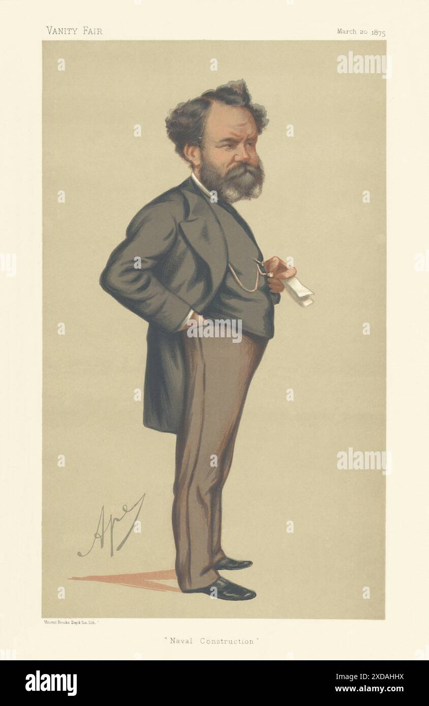 VANITY FAIR SPY CARTOON Edward James Reed 'Naval Construction' Wales