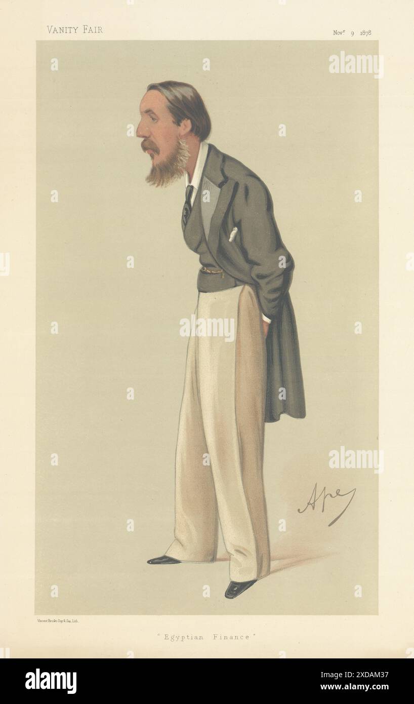 VANITY FAIR SPY CARTOON Charles Rivers Wilson 'Egyptian Finance' Suez Canal 1878 Stock Photo