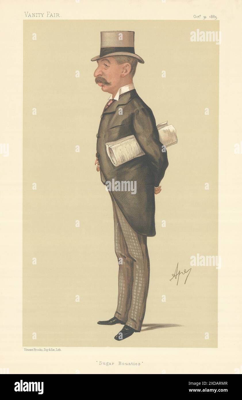 VANITY FAIR SPY CARTOON Charles Ritchie 'Sugar Bounties'. Chancellor. Ape 1885 Stock Photo