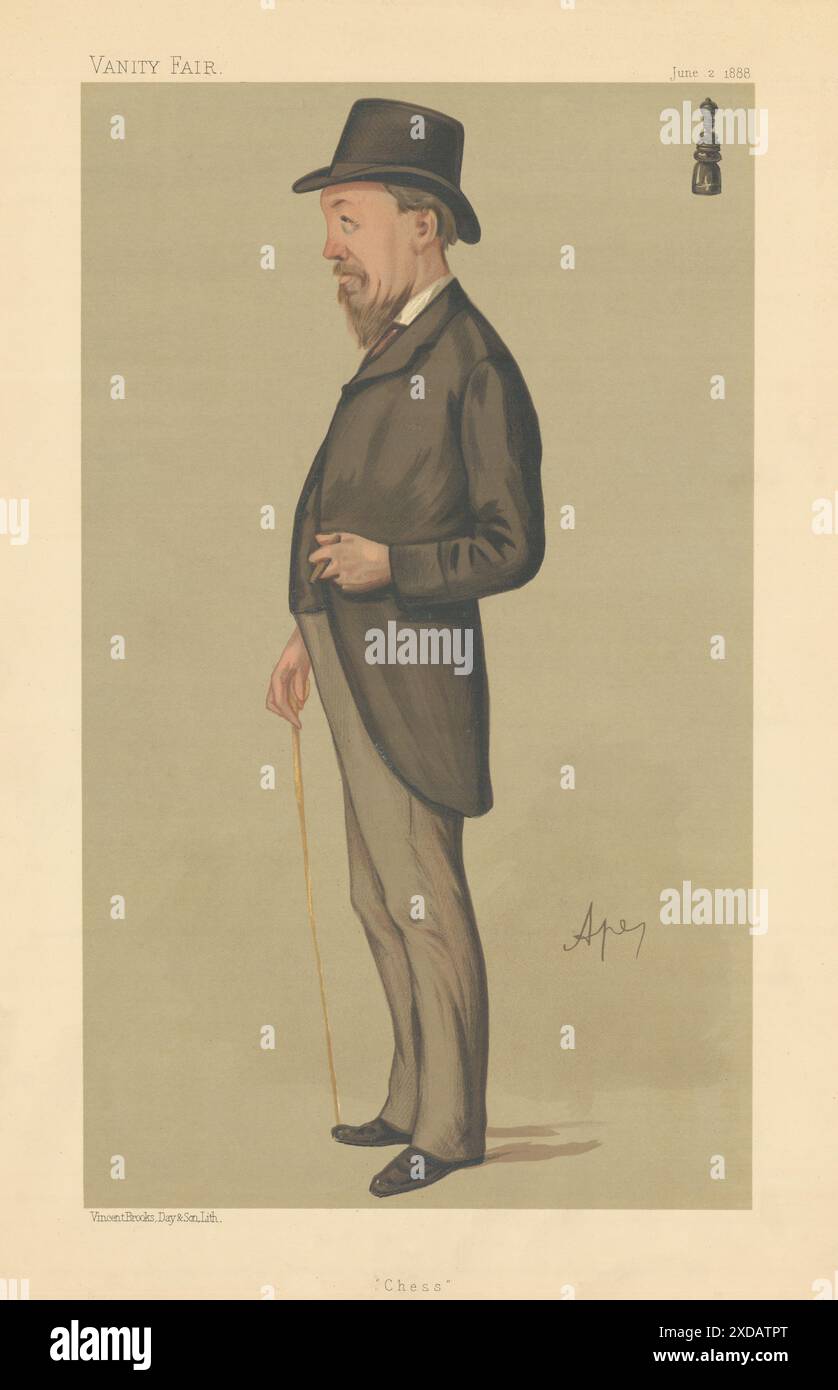 VANITY FAIR SPY CARTOON Joseph Henry Blackburne 'Chess'. By Ape 1888 ...