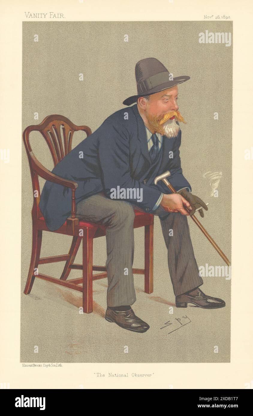 VANITY FAIR SPY CARTOON William Henley 'The National Observer' Newspapers 1892 Stock Photo