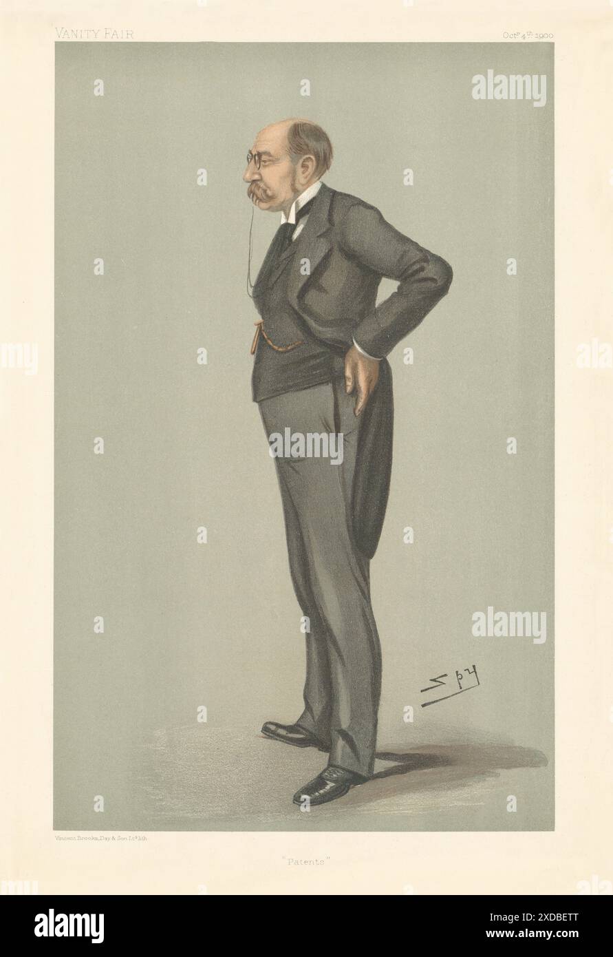 VANITY FAIR SPY CARTOON John Fletcher Moulton QC 'Patents' 1900 old print Stock Photo