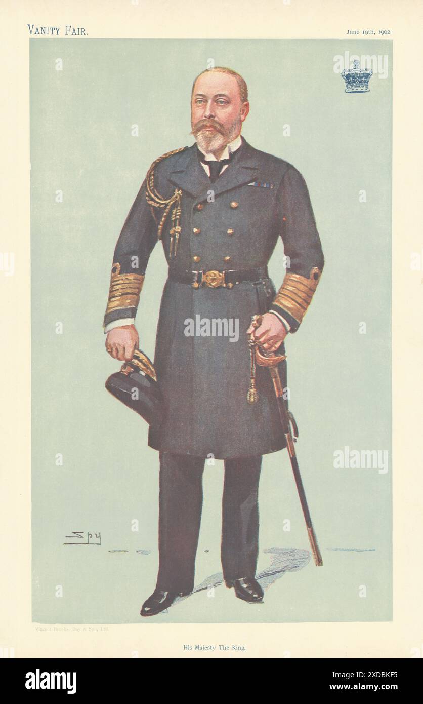 VANITY FAIR SPY CARTOON 'His Majesty the King' Edward VII. Royalty 1902 print Stock Photo