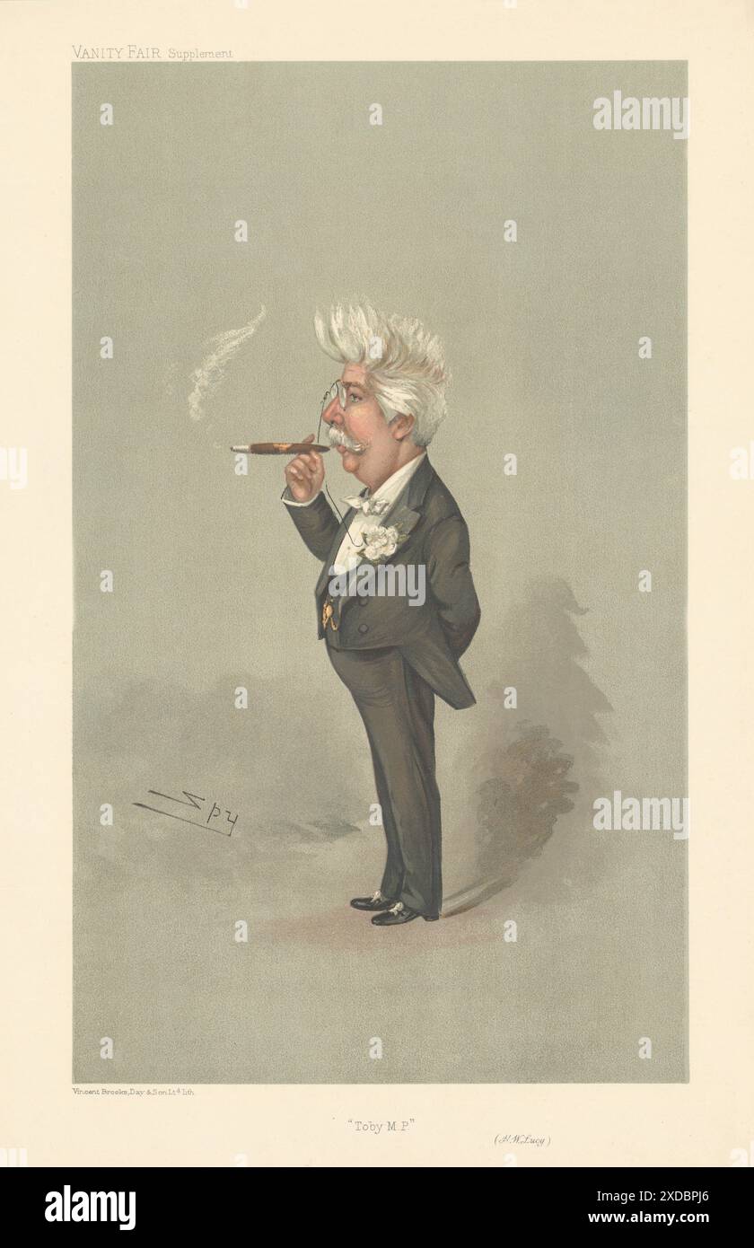 VANITY FAIR SPY CARTOON Henry William Lucy 'Toby MP' Political Journalist 1905 Stock Photo