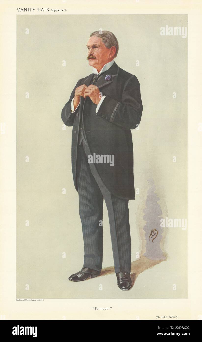 VANITY FAIR SPY CARTOON Sir John Barker 'Falmouth' MP. Department store 1910 Stock Photo