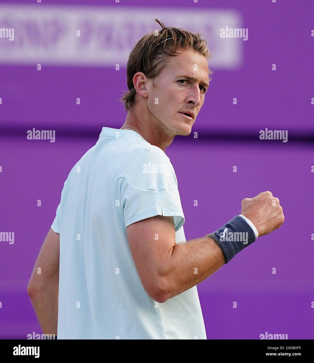 Queens Rinky Sebastian Korda in action against Rinky Hijikata (not pictured) on day ...