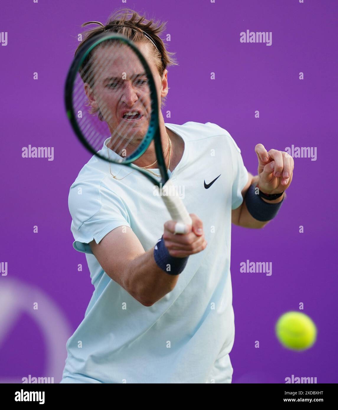 Queens Rinky Sebastian Korda in action against Rinky Hijikata (not pictured) on day ...