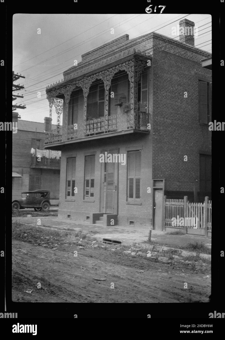 Twostory house, New Orleans. Genthe photograph collection Stock Photo
