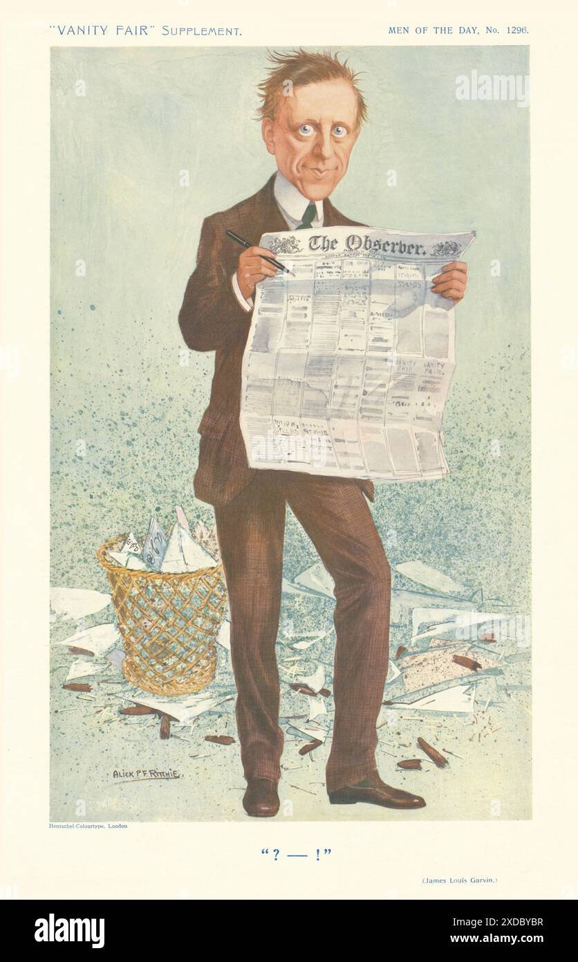 VANITY FAIR SPY CARTOON James Louis Garvin '?-!' The Observer. Newspapers 1911 Stock Photo