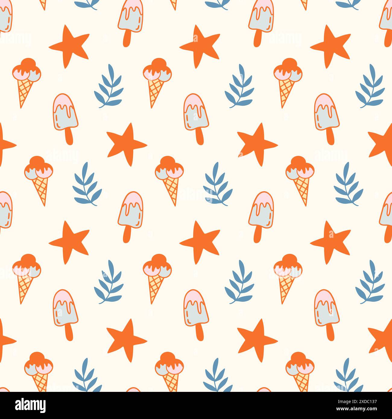 Ice Cream Cone Seamless Pattern Background Print Stock Vector Image ...