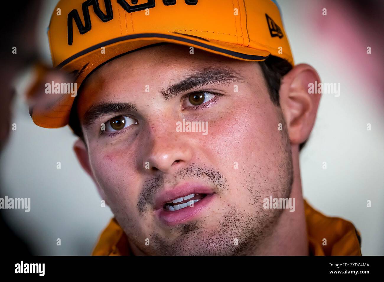 Salinas, Ca, USA. 21st June, 2024. NTT INDYCAR SERIES driver, PATO OWARD (5) of Monterey, Mexico, gives an interview to the media during the Firestone Grand Prix of Monterey weekend at WeatherTech Raceway Laguna Seca in Salinas, CA. (Credit Image: © Walter G. Arce Sr./ASP via ZUMA Press Wire) EDITORIAL USAGE ONLY! Not for Commercial USAGE! Stock Photo